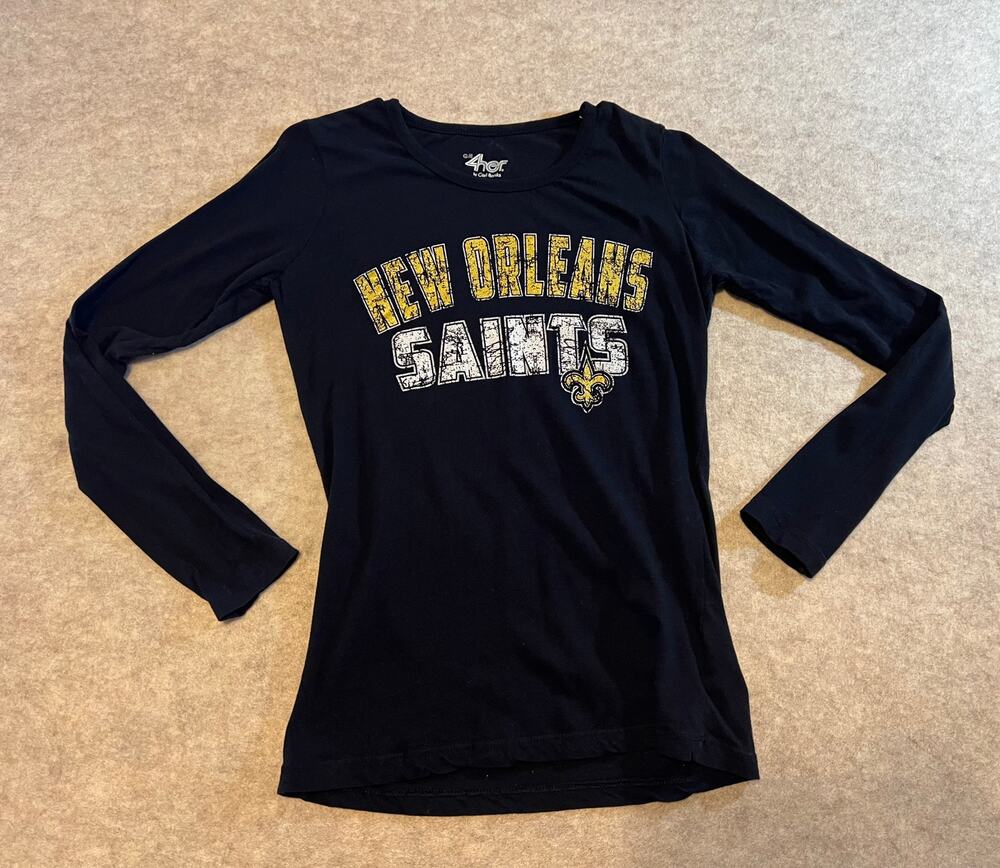 New Orleans Saints Black Gold Long Sleeve Tshirt Fleur De Lis Size Medium